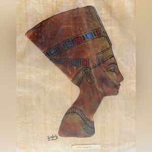 Egyptian Papyrus Art with Nefertiti‎ Portrait